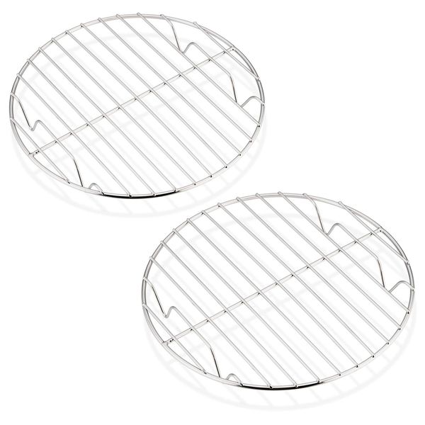 HaWare Cooling Rack Set of 2, 100% Stainless Steel Baking Thick Wire Rack for Cooling/Steaming/Protecting, Mirror Finish & Smooth Edge, & Dishwasher Safe (19cm)