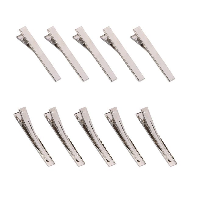 Silver Alligator Hair Clips 50 Pcs, 5.5 cm Metal Single Prong Hair Clips for DIY Hair Styling Clips