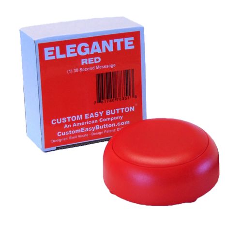 Custom Easy Button Elegante Recordable Buttons: 30-Seccond Talking Voice Recorder. American Ingenuity + Patented Italian Design. by The Original (Red Base/Red Top)