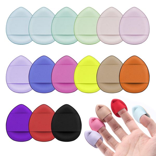 15 Stück Finger Puderquaste mit Fingerhalter Gurt Mini Beauty Blender Gesicht Augen Make-up Pads für flüssige Foundation Halloween Kostüm Festival Nass Trocken Werkzeug Nass-Trocken-Make-up-Werkzeug