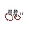 2 inch Chrome Skull Marker Lamp with Red LED Lighted Eyes