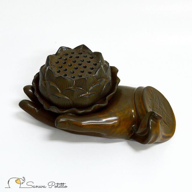 Lotus in the Palm Incense Burner Height 10cm Y19034 Lotus Lotus Buddha Feng Shui Ornament Lucky Charm Interior Object Ward Off Evil Healing Incense Holder Purification Purification Purification Flower