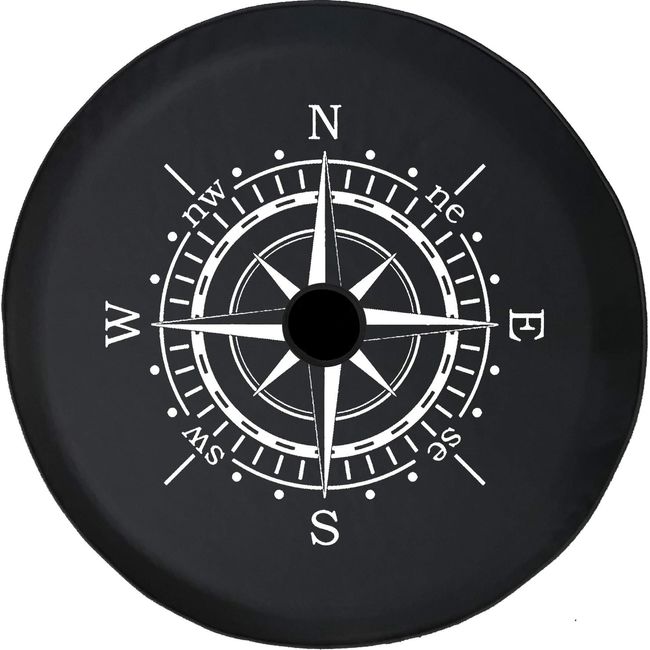 Pike Outdoors JL Series Spare Tire Cover with Backup Camera Hole Compass Sun Dial Black 32 in