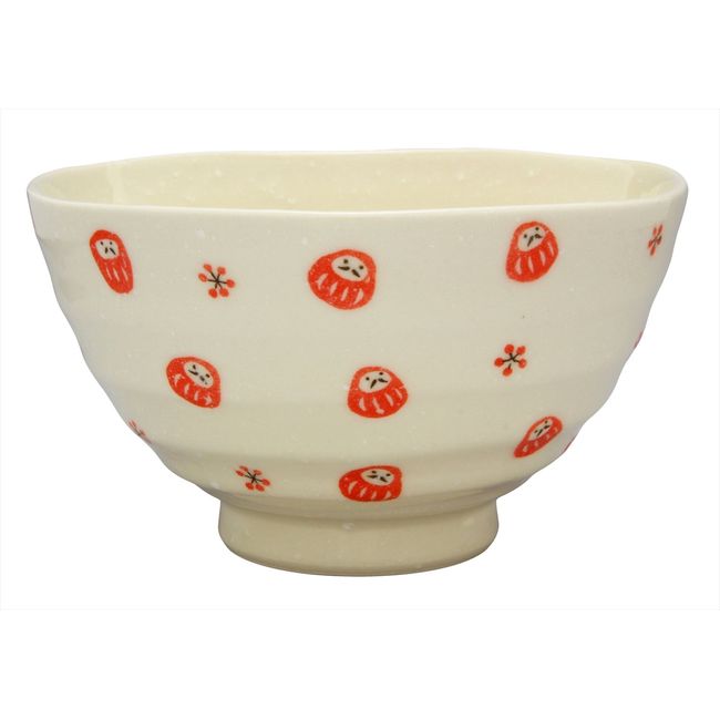 Kaju Raifu K12270 Rice Bowl, Red, 4.5 inches (11.6 cm), Mino Ware, Daruma Rice Bowl