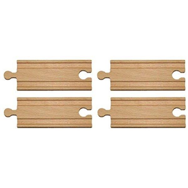 4" Straight Wooden Train Track - Set of 4