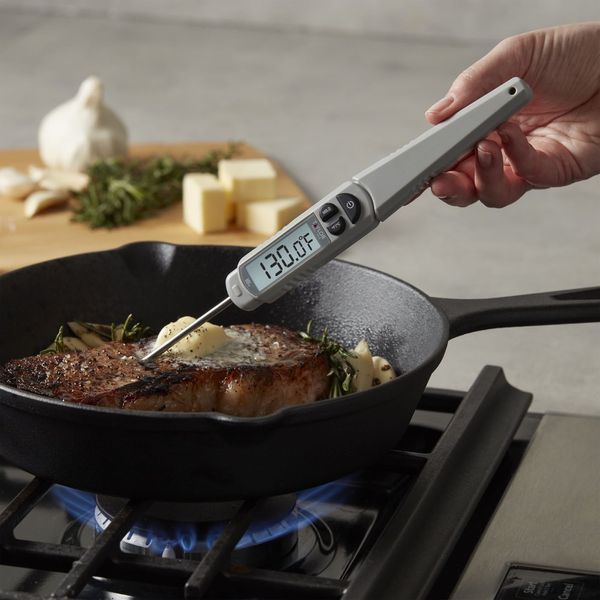 Waterproof Digital Pen Food Meat Thermometer with Cover Gray Digital Electronic