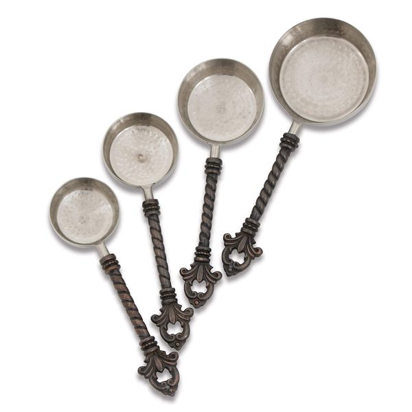 Stainless Steel and Brass Fleur De Lis 4-Piece Measuring Cups