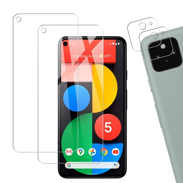 KPNS Glass Protective Film for Google Pixel 5, Tempered Glass, Made in Japan, [2 Sets]