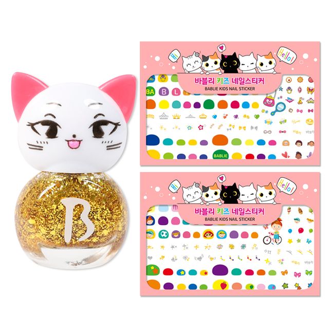 Bubble Kids Nail Cat Gold Bling Ping + Kids Nail Sticker Set