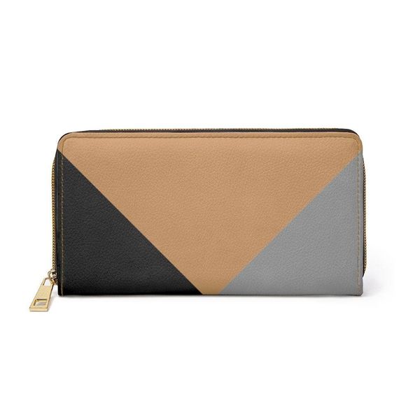 Womens Wallet, Zip Purse, Tri-color Geometric - One size