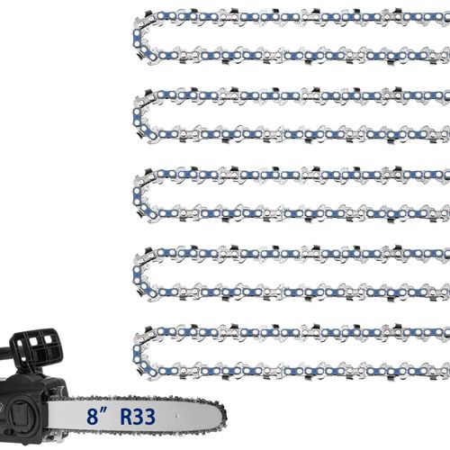 5 Pack 8 Inch Chainsaw Chain 3/8" LP Pitch .043" Gauge 33 Drive Links, 8" Pole Saw Chain Fits Ryobi P4361, P5452, Worx WG349, Poulan 810 EPT, Greenworks, Milwaukee and More