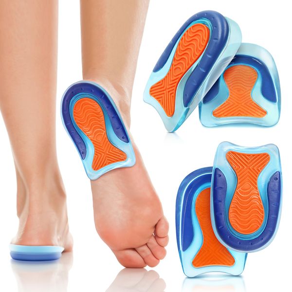 Medipaq Posture Correcting Gel Heel Cushion Pads for Women & Men - 2 Pairs of Medium (UK 3-7) Gel Heel Insoles - Heel Support for Plantar Fasciitis - Gel Heel Pads for Plantar Fasciitis