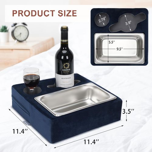 Zettfuly Couch Cup Holder, Couch Caddy, Couch Drink Holder, Bed Cup Tray, Sofa Cup Holder Remotes Holder for Cups, Headphones, Snacks and Phones, Use it on Car, Pack, Beach, RV, and More (Navy)