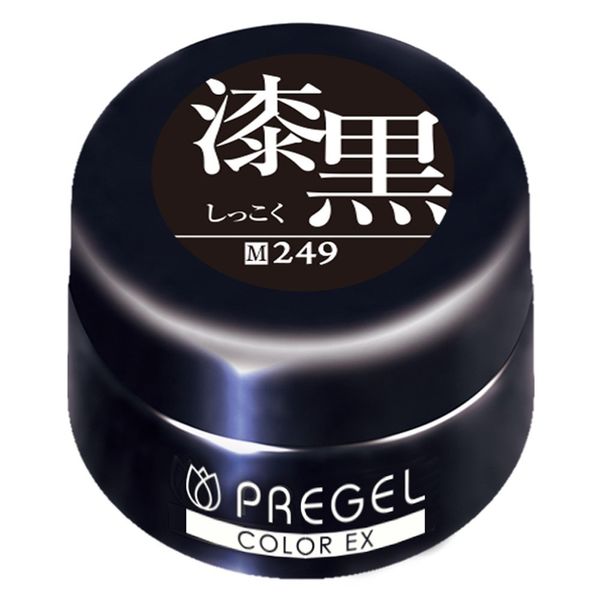 PRE GEL Color Gel Color EX Jet Black 249 0.1 oz (4 g) UV/LED Compatible