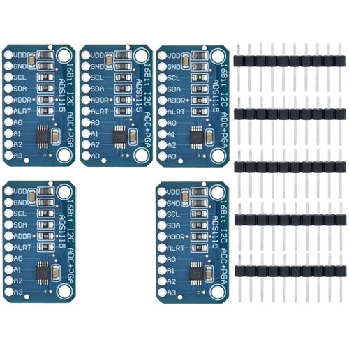 MTDELE 5Pcs ADS1115 16 Bit 16 Byte 4 Channel Analog to Digital Converter Precised Amplifier Board Module ADC IIC I2C Compatible with for Arduino Raspberry Pi