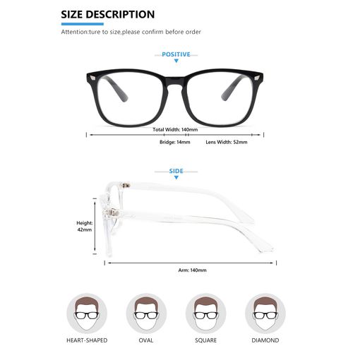 livho 2 Pack Blue Light Blocking Glasses, Computer Reading/Gaming/TV/Phones Glasses for Women Men,Anti Eyestrain & UV Glare (Light Black+Clear)