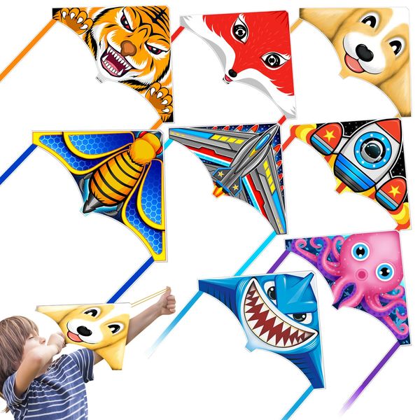 Tcvents Mini Kites for Boys Girls 3-5 6 7 8 Gift, Small Finger Launcher Kites Bulk Easy to Fly Ejection Kite for Kids Teens Ages 4-18 Beach Park Graden Backyard Outdoor Sports Flying Toys, B