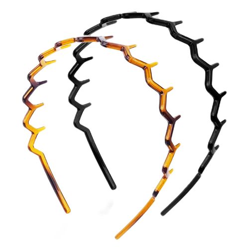 Dazzhues Pack of 2 Plastic Headbands, Double Row Headbands, Non-Slip Headband with Teeth, Hair Band Accessories for Women and Girls