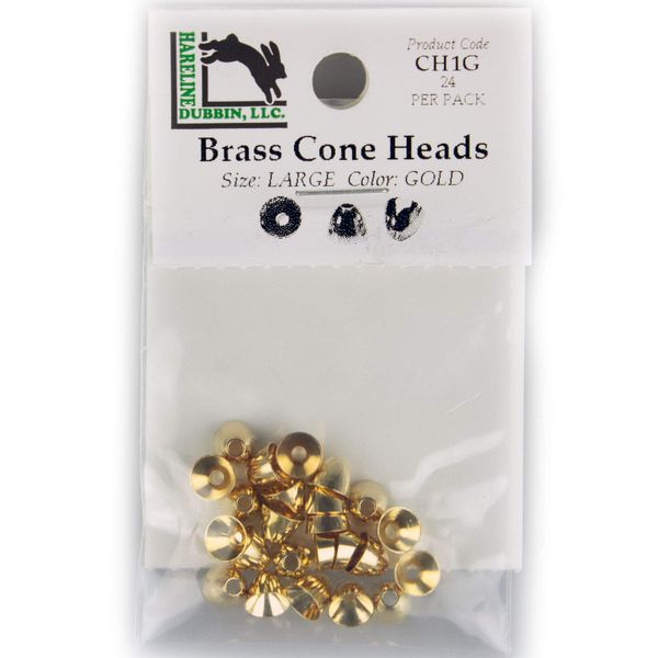 Hareline Brass Cone Heads 1/4" Gold