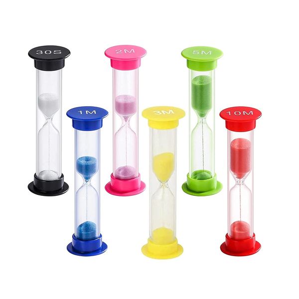 YFFSFDC Hourglass Plastic Hourglass Timer, Colorful Hourglass, Sand Timer, 30 Second, 1 Minute, 2 Minutes, 3 Minutes, 5 Minutes, 10 Minutes, Set of 6