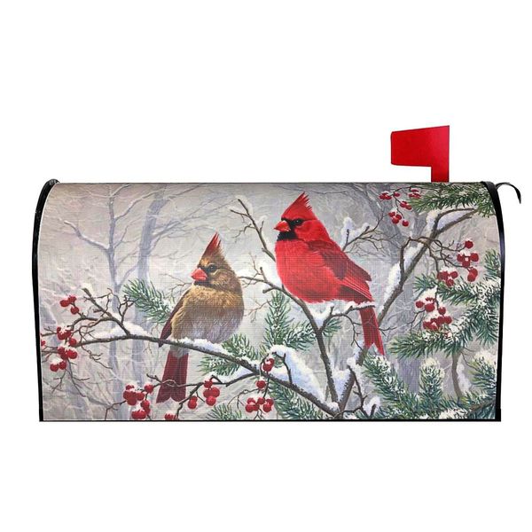 Winter Mailbox Covers Magnetic Bird Mailbox Cover Winter Mailbox Cover Magnetic Mailbox Wraps Standard Size 18" X 21" Holiday Garden Mailboxs Decorations for Outside