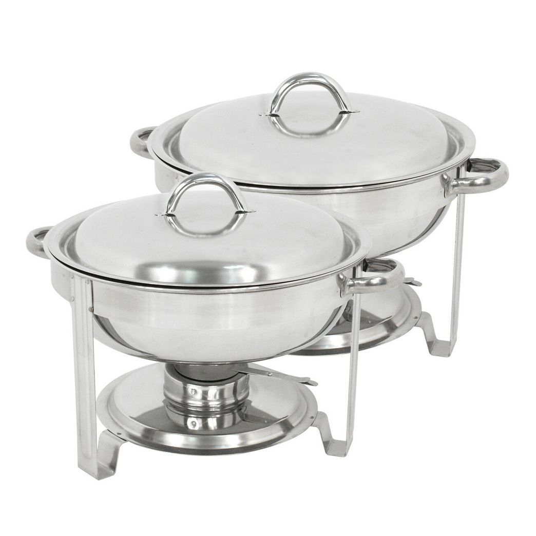 Catering Stainless Steel Chafer 2 Pack Buffet Round Chafing Dish 5Qt Party Pack 