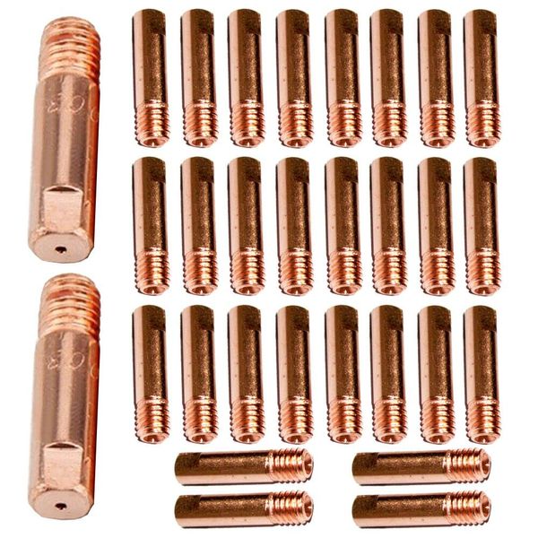 30 Pcs Copper Contact Tips Welding Contact Tips 0.8 MM 0.9 MM 1.0 MM Copper Contact Tip for 15AK MIG/MAG Welding Torch Consumables