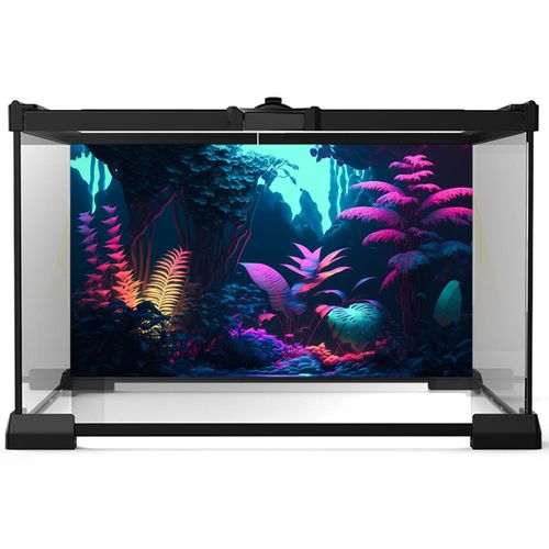 Jungle Aquarium Background Dense Jungle Leaves Pastel Colors Fish Tank Background Fantasy Neon Light Tropical Leaf Reptile Tank Backgrounds Abstract Clear Pastel Jungles Tank Backgrounds 36x24in