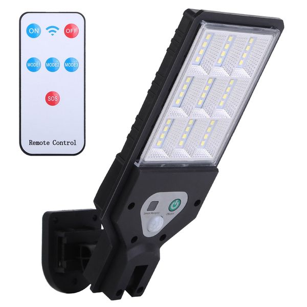 Solar Wall Light Outdoor 72 LED Beads PIR Motion Sensor Remote Control Wireless Lamps IP45 Waterproof Lighting for Garage Front Door Garden Pathway - Black