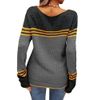Tankaneo Women's Colour Block Jumper, Long Sleeve Round Neck Knitted Pullover, Striped Slim Fit Knitwear Tops, black