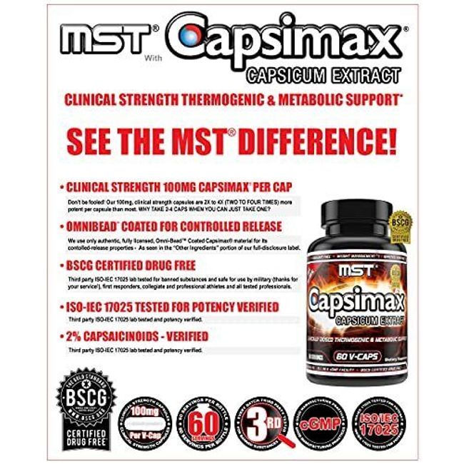 Capsimax Supplement 100Mg V Capsules, 60 Porciones Clinically Dosed Weight Ma