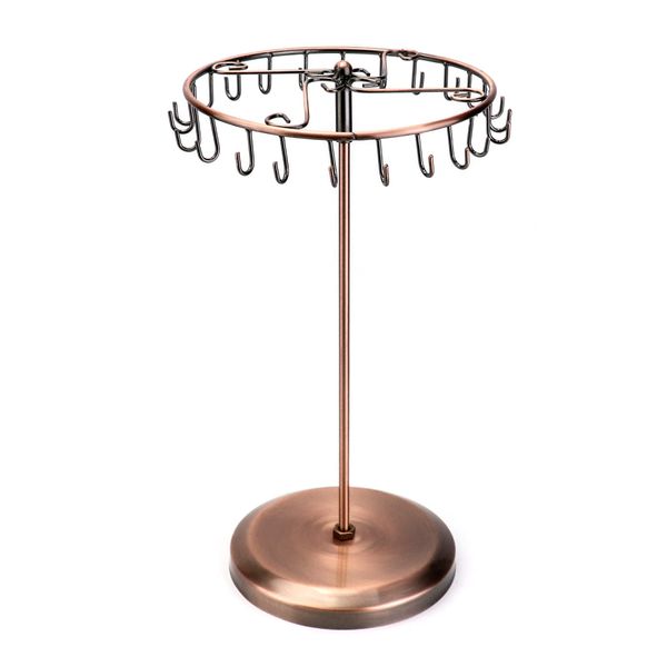 QWORK® Spinning Jewelry Tree Display Stand, Jewelry Organizer with 23 Hooks, Brass