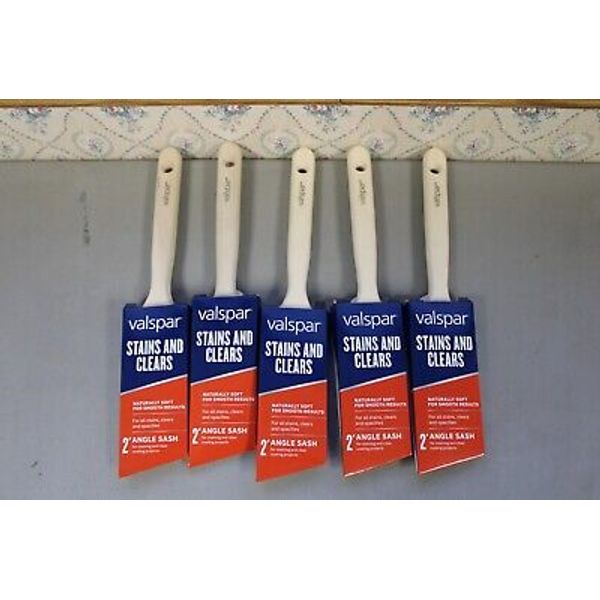 NEW (5) Valspar 2" Stains And Clears Natural Bristle Angle Paint Brush FREE SHIP