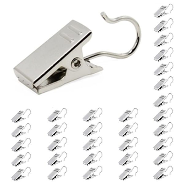 60 Pcs Stainless Steel Curtain Clips Metal Hanging Hooks Small Shower Curtain Hooks Hanger for Curtain Photos Bedroom Home Decoration Outdoor Party Wire Holder Art Craft Display