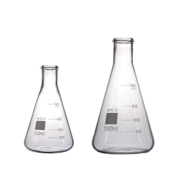 Rocwing - Borosilicate 3.3 Glass Graduated Conical Erlenmeyer Flask for Laboratory (500ml+1000ml)