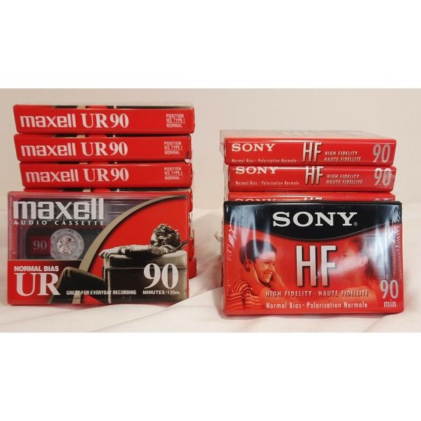 New Sealed SONY HF & Maxell UR 90 Minute Blank Audio Cassette Tapes LOT 15 READ!