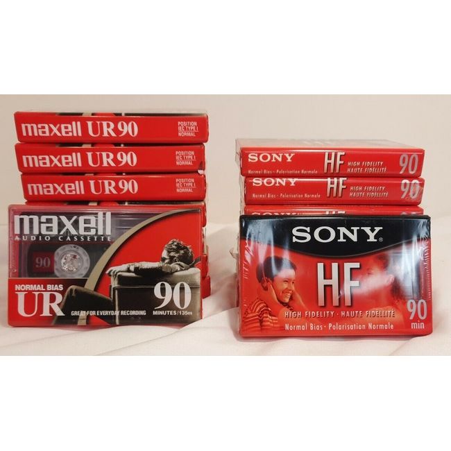 New Sealed SONY HF & Maxell UR 90 Minute Blank Audio Cassette Tapes LOT 15 READ!