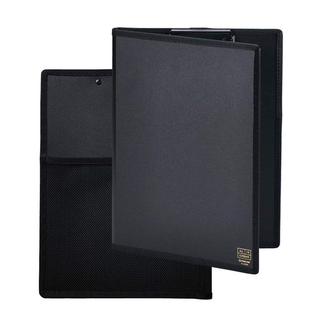 King Jim 5995 Clipboard All-In with Cover, A4, Short Edge Clip, Bi-Fold, Black