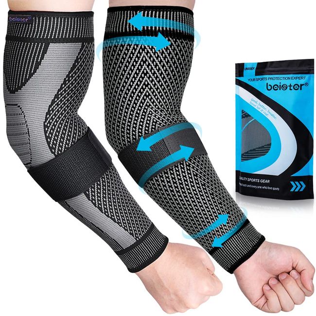 Beister 1 Pair Knee Compression Sleeves with Adjustable Straps for