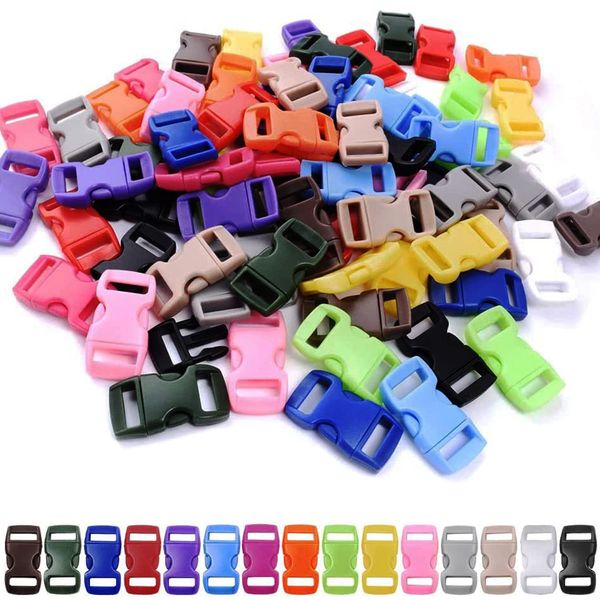 VISSQH 100Pcs Buckle Clasps Side Release Plastic Mini Buckles,Click Clasp Buckle 10 mm (3/8 Inch) for Paracord Bracelets, Dog Collar, Webbing, bushcraft, Backpack Accessories, Tent