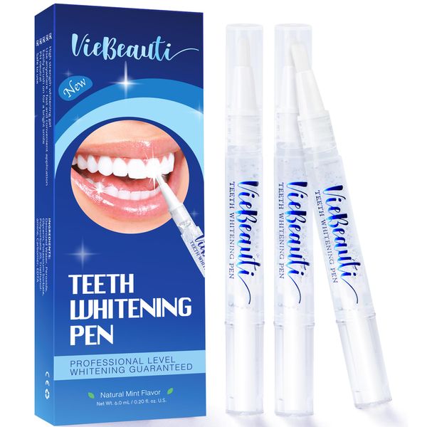 VieBeauti Teeth Whitening Pen (3 Pcs), 30+ Uses, Effective, Painless, No Sensitivity, Travel-Friendly, Easy to Use, Beautiful White Smile, Mint Flavor