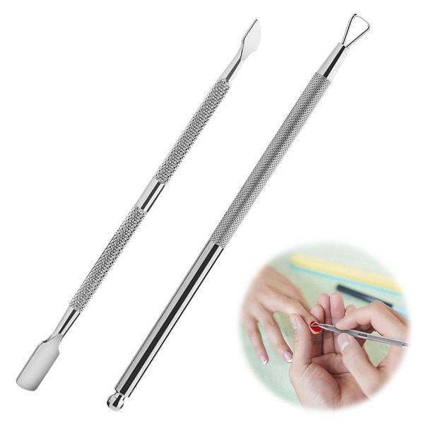 Cuticle Pusher (Set of 2), Cuticle Metal Pusher, Cuticle Removal Tool, Metal Pusher, Cuticle Care, Nail Plaque Removal, Cuticle Treatment, Nail Stripping, Stainless Steel, Perfect for Gel Nails