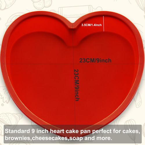 QTECLOR Silicone Heart Shaped Cake Pans, Nonstick Heart Cake Mold, Heart Shaped Baking Pans for Cakes and Brownies, Easy Clean, Freezer, Microwave and Oven Safe (A)