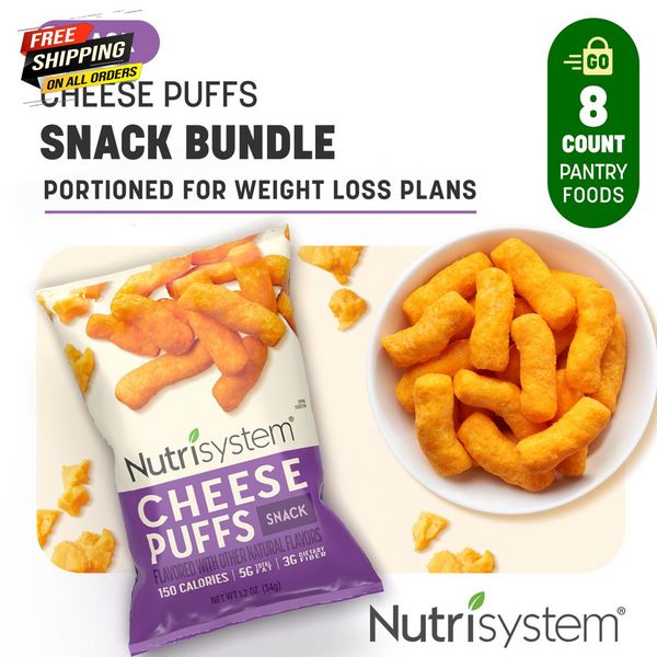 8 Servings Nutrisystem Cheese Puffs 8 count Pack Delicious, Diet Friendly Snacks