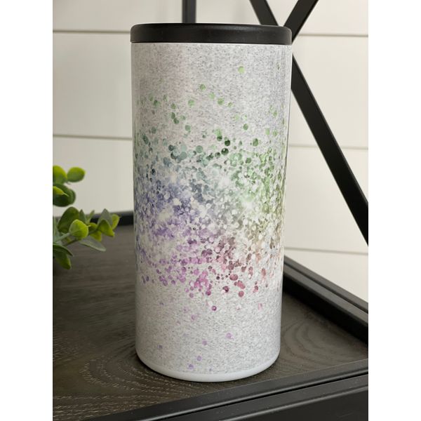 Rainbow Glitter Skinny Can Cooler