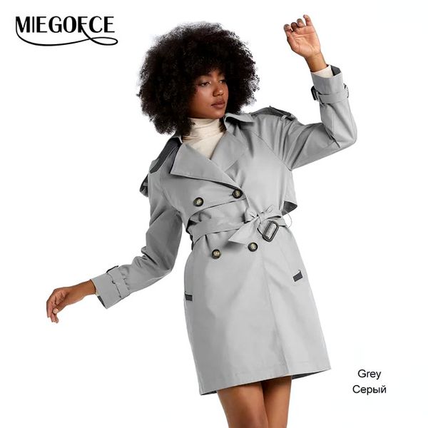 MIEGOFCE Women's Double Breasted GRAY Trench Coat - Large NWT