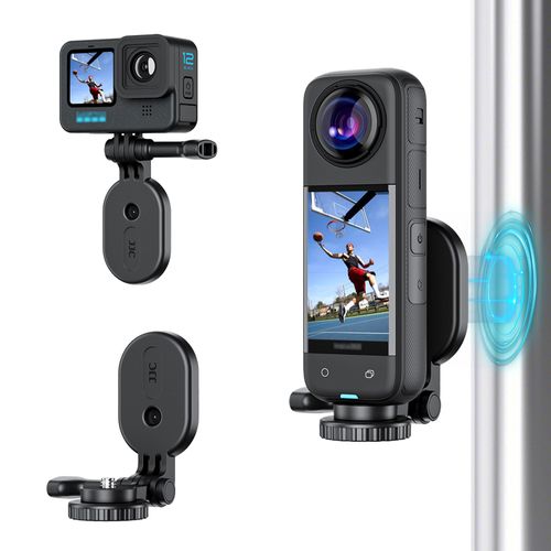 JJC Magnetic Mount Stand for Insta360 X5 X4 X3, DJI Osmo Pocket 3 Action 5 Pro/4/3 Osmo 360, Gopro Hero 13 12, Insta 360 ACE, Strong Magnet Base Holder with 1/4 Screw, Action Camera Vlog Accessories