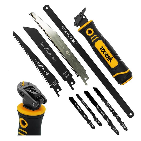 TOOLAN: 8-in-1 Multi-Blade Hand Saw, Drywall Cutter Saw, Hacksaw, Long Blade Hand Saw, Jabsaw, Plasterboard, Sheet, Wood, Metel, Plastic, Plywood Blade Quick Change Mechanism