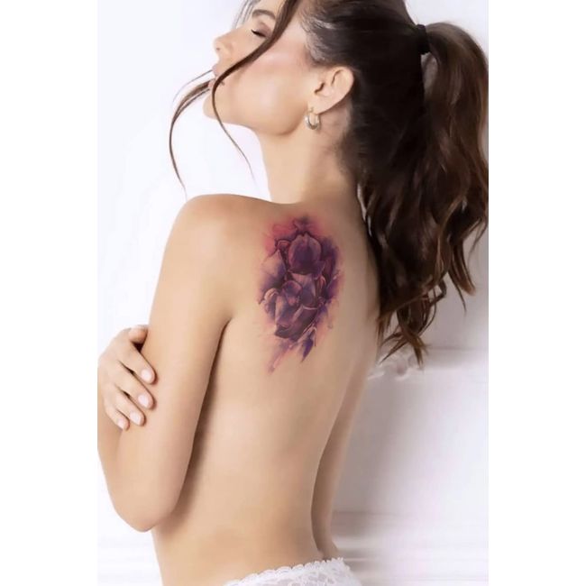 Mor Çiçek Geçici Dövme,Geçici Tattoo,Vücut Dövme,Kol Bilek Dövme,Boyun Dövme,Sırt Dövme