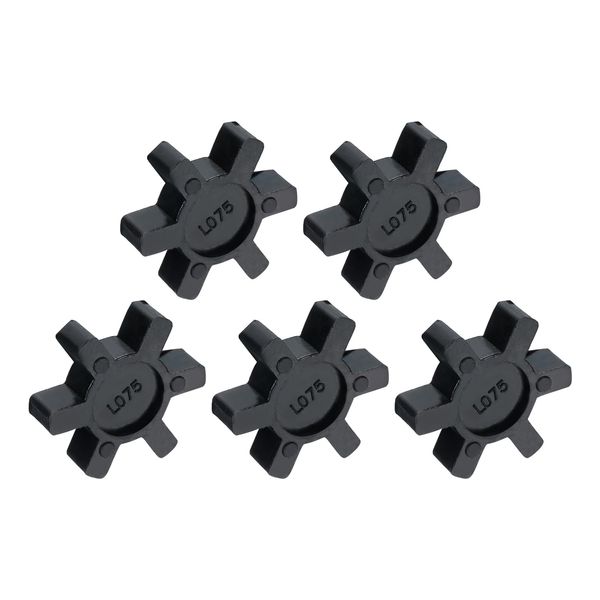 sourcing map 5pcs L075 Jaw Coupling Insert, Flexible Solid Type NBR Rubber Jaw Coupling Center Inserts for L Jaw Coupling L-Jaw Coupler Set, Black